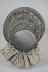 Bonnet, gray silk drawn over cane ribs, c. 1840s-1850s, back view by Irma G. Bowen Historic Clothing Collection