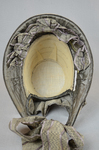 Bonnet, gray silk drawn over cane ribs, c. 1840s-1850s, interior view by Irma G. Bowen Historic Clothing Collection