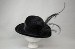 Hat, black velvet with feathers, early 20th century, back view by Irma G. Bowen Historic Clothing Collection