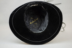 Hat, black velvet with feathers, early 20th century, interior view by Irma G. Bowen Historic Clothing Collection