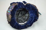 Toque, blue velvet with rhinestones and feathers, 1890s, interior view by Irma G. Bowen Historic Clothing Collection