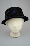 Cloche, black velvet, embroidered, 1920s, front view by Irma G. Bowen Historic Clothing Collection