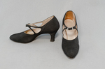 Shoes, black faille with strap, 1930s, side and front view by Irma G. Bowen Historic Clothing Collection