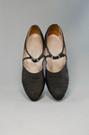 Shoes, black faille with strap, 1930s, top view by Irma G. Bowen Historic Clothing Collection