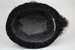 Toque, black velvet with ostrich feathers, c. 1910-1920, interior view by Irma G. Bowen Historic Clothing Collection