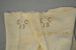 Stockings, 1820-1830, detail of embroidered initials by Irma G. Bowen Historic Clothing Collection