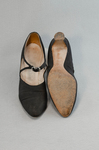 Shoes, black faille with strap, 1930s, top and sole view by Irma G. Bowen Historic Clothing Collection