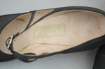 Shoes, black faille with strap, 1930s, detail of label by Irma G. Bowen Historic Clothing Collection