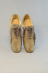 Shoes, tan suede Oxfords, 1930s, top view by Irma G. Bowen Historic Clothing Collection