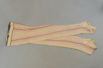 Stockings, white cotton with red and black stripes, 1895 by Irma G. Bowen Historic Clothing Collection