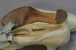 Shoes, blue kidskin pumps, 1910s, detail of labels by Irma G. Bowen Historic Clothing Collection
