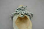 Shoes, blue kidskin pumps, 1910s, detail of eyelets and bow by Irma G. Bowen Historic Clothing Collection