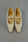 Shoes, white kidskin with strap, 1934, top view by Irma G. Bowen Historic Clothing Collection