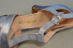 Shoes, blue satin sandals, 1938, detail of label by Irma G. Bowen Historic Clothing Collection