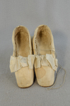 Shoes, white satin evening slippers, 1860-1870, top view by Irma G. Bowen Historic Clothing Collection