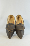 Shoes, black wool with latchets, 1760-1770, top view by Irma G. Bowen Historic Clothing Collection