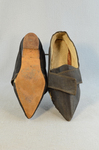 Shoes, black wool with latchets, 1760-1770, top and sole view by Irma G. Bowen Historic Clothing Collection