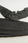 Stockings, black silk with openwork, 1880-1900, detail of back seam and heel darning by Irma G. Bowen Historic Clothing Collection