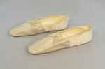 Shoes, white satin evening slippers, 1854-1856, side view