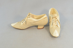 Shoes, white canvas Oxfords, 1930s, side and front view by Irma G. Bowen Historic Clothing Collection