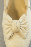 Shoes, white kidskin slippers with kidskin bow, 1879, detail of bow by Irma G. Bowen Historic Clothing Collection