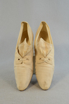 Shoes, white ribbed silk Oxford, 1930s, top view by Irma G. Bowen Historic Clothing Collection