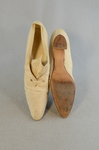 Shoes, white ribbed silk Oxford, 1930s, top and sole view by Irma G. Bowen Historic Clothing Collection