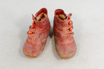 Children's shoes, red kidskin boots, 1860s-1890s, front view by Irma G. Bowen Historic Clothing Collection