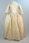 Robe à l’anglaise, ivory silk damask, c. 1750-1770, front view by Irma G. Bowen Historic Clothing Collection