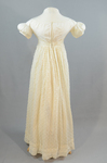 Dress, white cotton mull, 1812-1816, back view by Irma G. Bowen Historic Clothing Collection