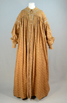 Housedress, brown printed cotton, c. 1835-1850, front view by Irma G. Bowen Historic Clothing Collection