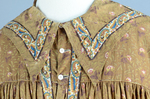 Housedress, brown printed cotton, c. 1835-1850, detail of collar piecing and trim by Irma G. Bowen Historic Clothing Collection