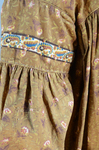 Housedress, brown printed cotton, c. 1835-1850, detail of sleeve piecing by Irma G. Bowen Historic Clothing Collection