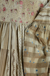 Housedress, brown printed cotton, c. 1835-1850, detail of all lining fabrics by Irma G. Bowen Historic Clothing Collection