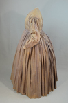 Dress, printed cotton with lavender and black, 1860s, side view by Irma G. Bowen Historic Clothing Collection