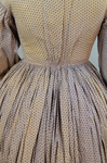 Dress, printed cotton with lavender and black, 1860s, detail of center back gathers by Irma G. Bowen Historic Clothing Collection