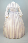 Housedress, white cotton printed with lavender, 1850-1860, front view by Irma G. Bowen Historic Clothing Collection