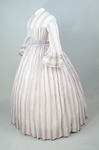 Housedress, white cotton printed with lavender, 1850-1860, side view