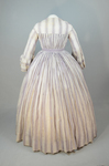 Housedress, white cotton printed with lavender, 1850-1860, back view