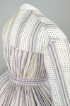 Housedress, white cotton printed with lavender, 1850-1860, detail of piping