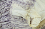 Housedress, white cotton printed with lavender, 1850-1860, detail of sleeve head lining by Irma G. Bowen Historic Clothing Collection