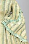 Dress, green and tan striped silk with woven trim, 1853-1863, detail of sleeves by Irma G. Bowen Historic Clothing Collection