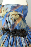 Dress, blue, yellow, and black plaid silk, with evening bodice, 1860s, detail of sleeve by Irma G. Bowen Historic Clothing Collection