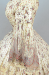Dress, paisley-printed mull with fan-front bodice and tiered skirt, 1863, detail of sleeve by Irma G. Bowen Historic Clothing Collection