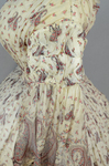 Dress, paisley-printed mull with fan-front bodice and tiered skirt, 1863, detail of sleeve puff by Irma G. Bowen Historic Clothing Collection