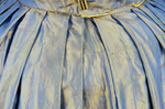 Dress, blue and copper shot silk with whitework collar, c. 1848 altered c. 1858, detail of waist stitch holes by Irma G. Bowen Historic Clothing Collection