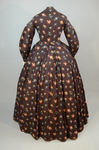Dress, printed wool challis, c. 1865, back view by Irma G. Bowen Historic Clothing Collection
