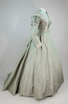 Dress, sage silk taffeta with belt, c. 1870, side view by Irma G. Bowen Historic Clothing Collection