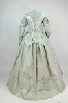 Dress, sage silk taffeta with belt, c. 1870, back view by Irma G. Bowen Historic Clothing Collection