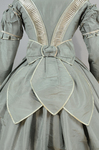 Dress, sage silk taffeta with belt, c. 1870, detail of bow by Irma G. Bowen Historic Clothing Collection